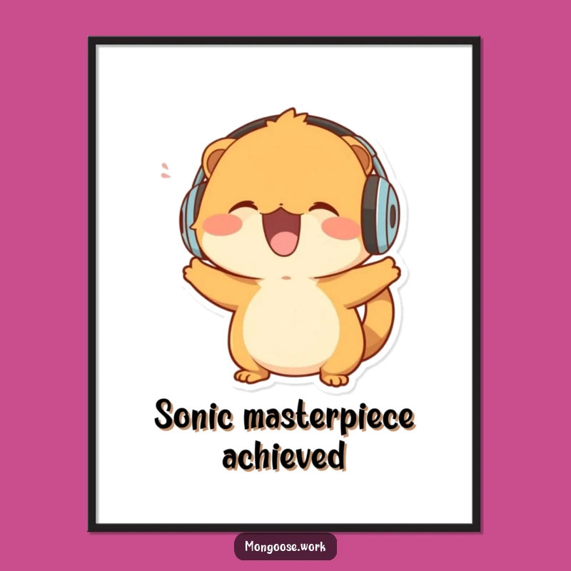 Funny Mongoose Digital Art: Headbanging Character, Instant Music Fan Funny Gift Download