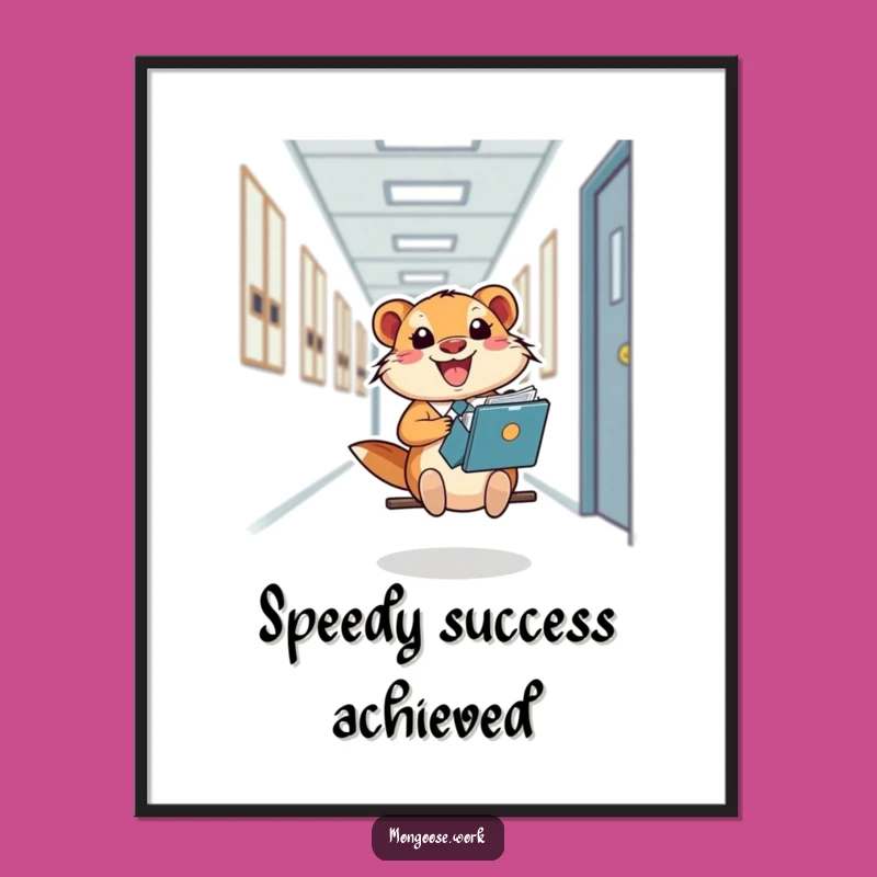 Funny Mongoose Folder Slide Art: Joyful Office Vibes for Your Walls