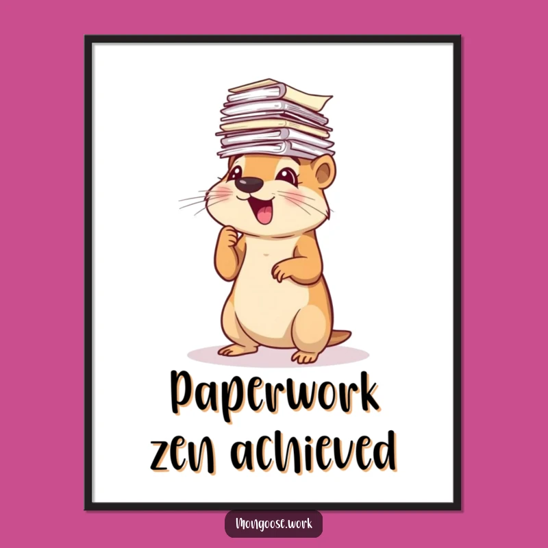 Funny Mongoose Paper Frenzy Digital Art Print: Hilarious Wall Decor Gift