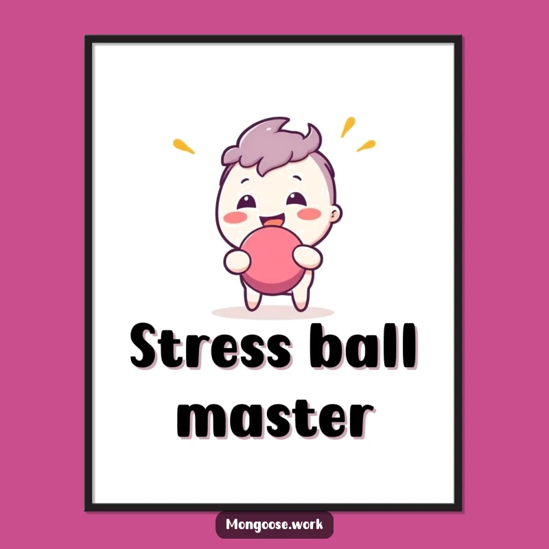Funny Stress Ball Digital Art: Enthusiastic Character Print for Instant Joyful Decor