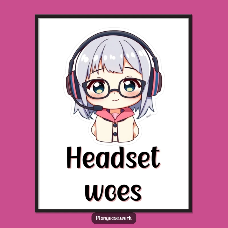 Funny Headset Glasses Digital Art: Comical Character Print for Instant Tech Humor