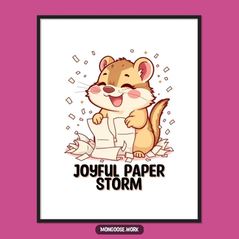 Funny Mongoose Shredding Digital Art: Instant Joyful Chaos Download, Unique Funny Gift