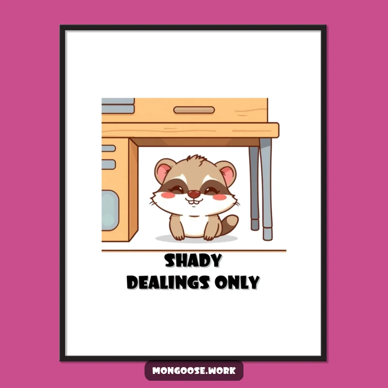 Funny Mongoose Digital Art: Mischievous Desk Hider, Instant Funny Gift for Decor!