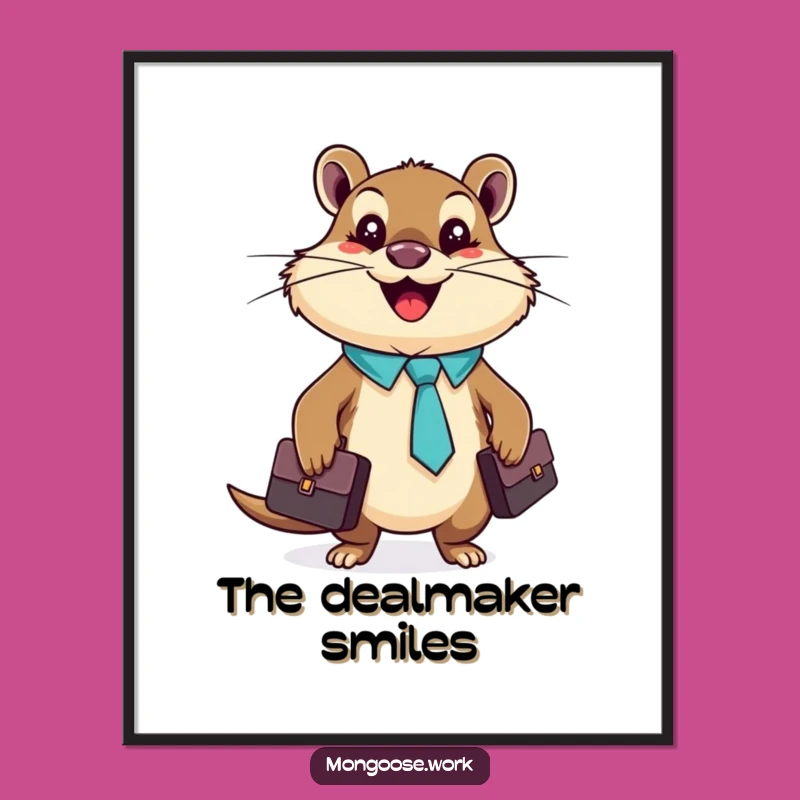 Funny Mongoose Business Digital Art, Whimsical Office Decor