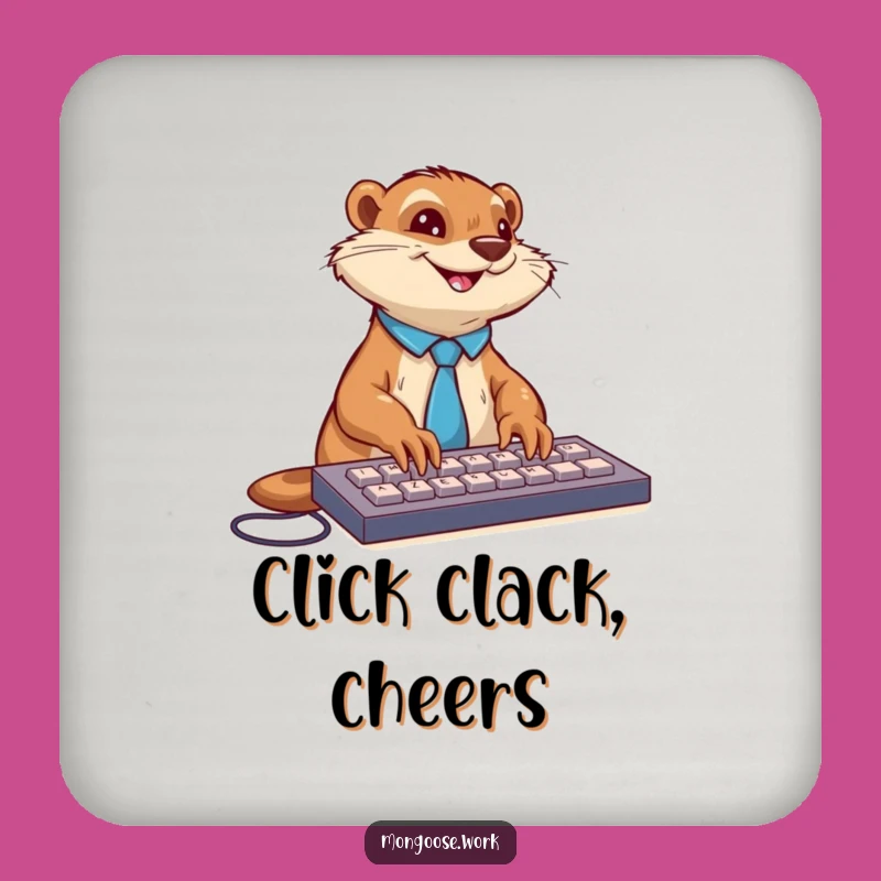 Funny Mongoose Coaster Set: Protect Surfaces with Typing Flair, Perfect Funny Gift