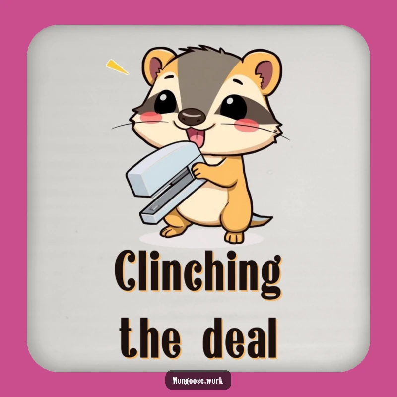 Funny Mongoose Drink Coaster - Protect Surfaces with Dramatic Stapler Style