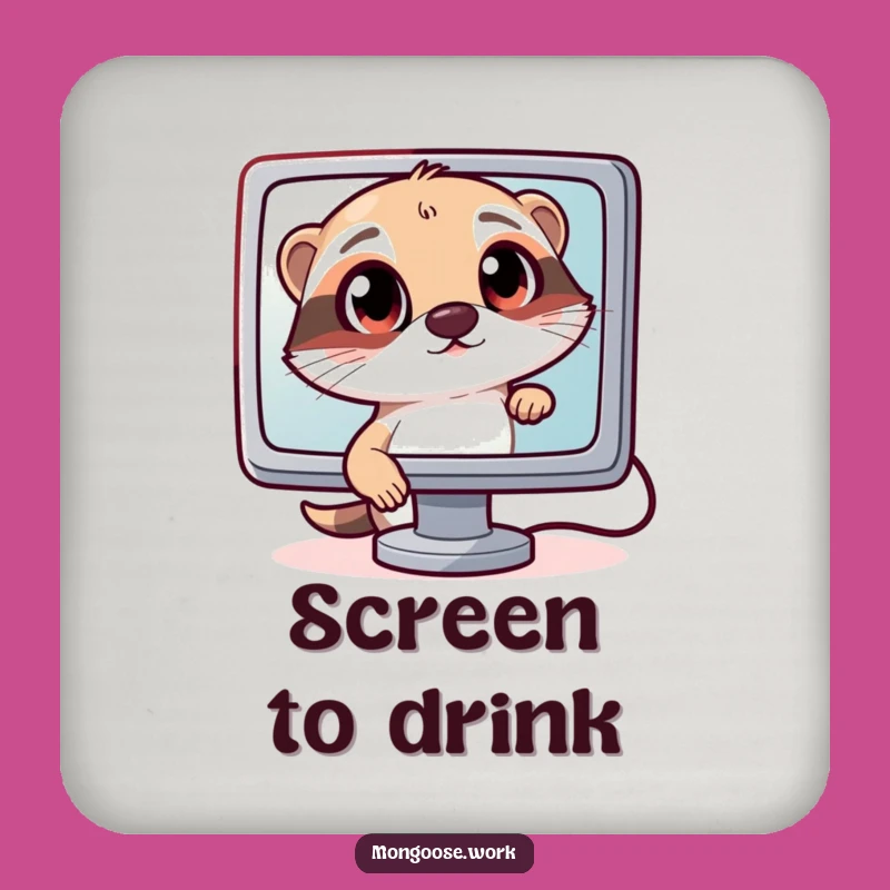 Funny Curious Mongoose Coaster: Protect Your Surfaces with Tech-Savvy Charm