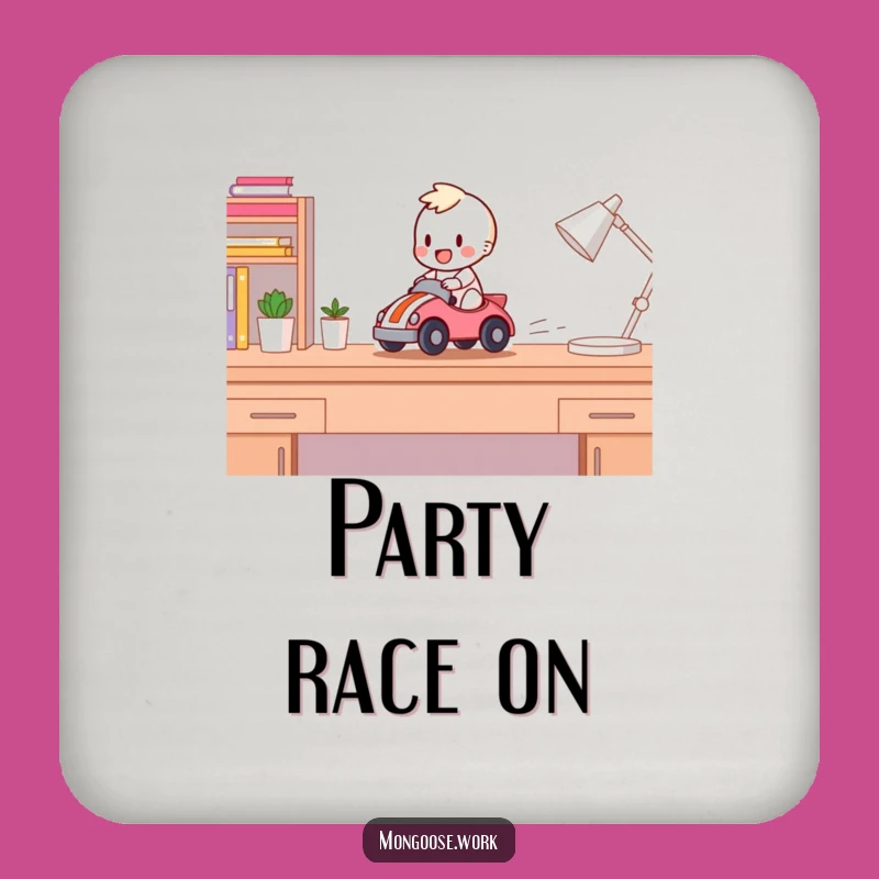 Funny Desk Racer Coaster: Protect Surfaces with Happy Character Speed