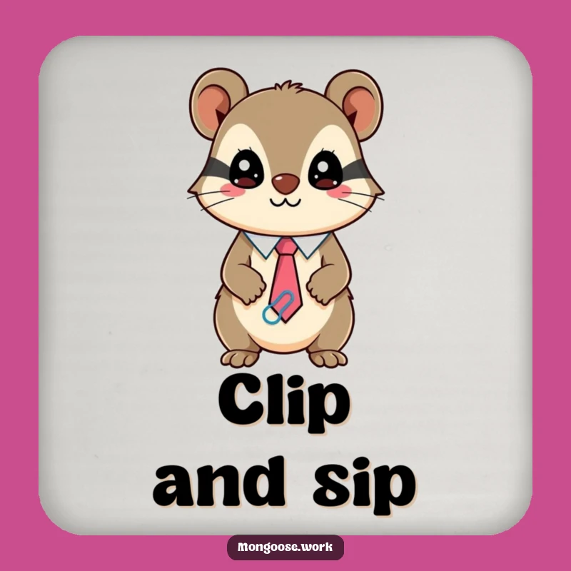 Funny Kawaii Mongoose Coaster, Mischievous Paperclip Protector, Tiny Gift