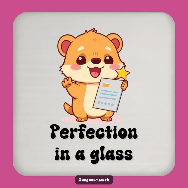 Funny Kawaii Mongoose Star Rating Drink Coaster: Protect Surfaces, Rate Drinks!