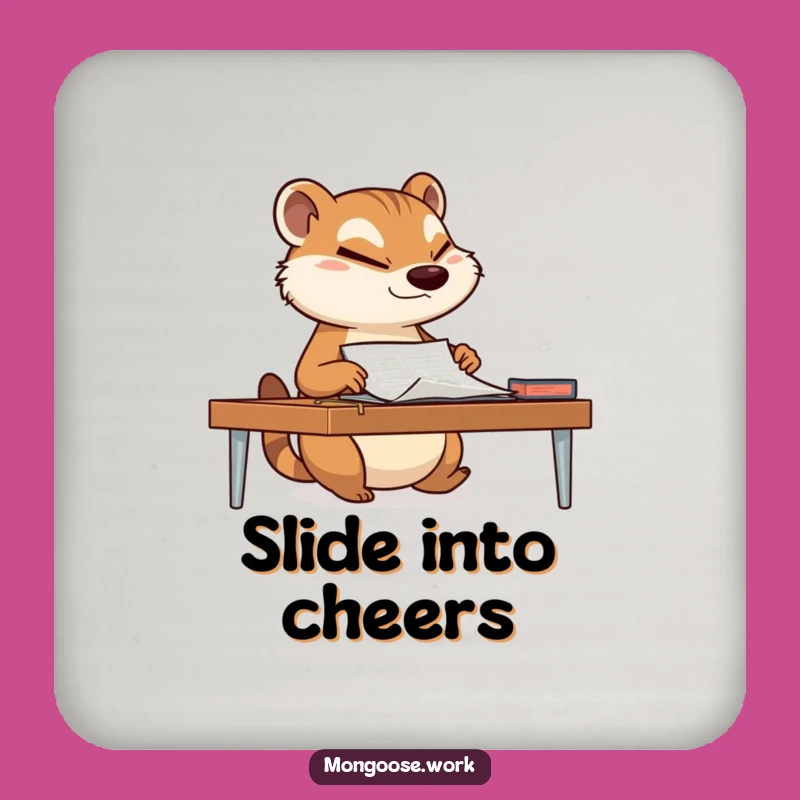 Funny Mongoose Drink Coaster - Protect Surfaces with Determined Wink Style