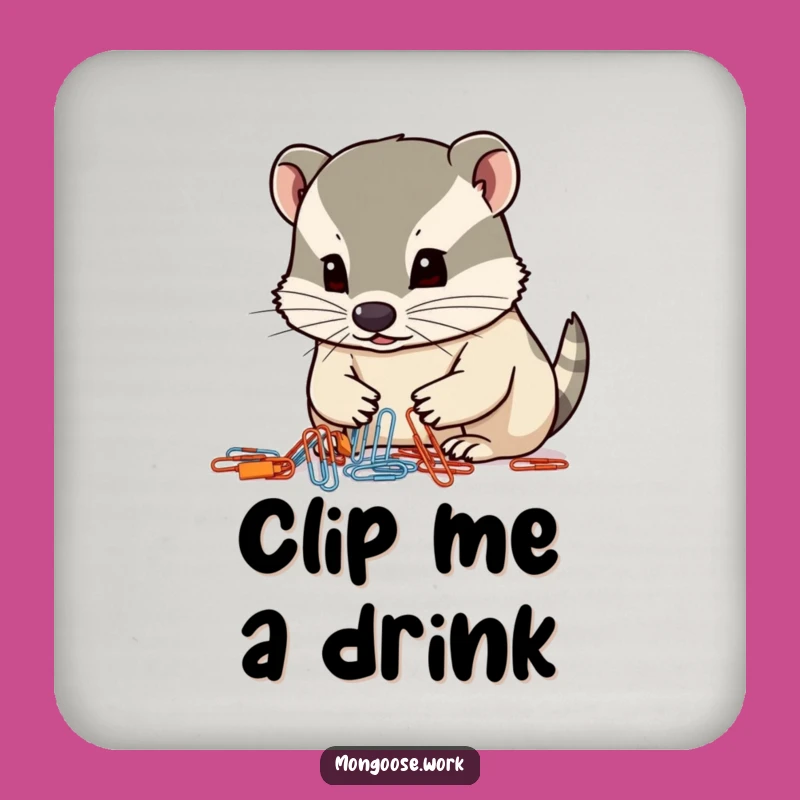 Funny Mongoose Paperclip Organizer Coaster - Protect Surfaces with Precision Gift