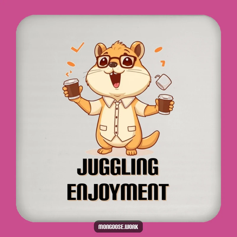 Funny Mongoose Office Worker Coaster: Juggling Coffee Station Style