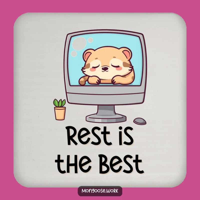 Funny Kawaii Mongoose Napping Drink Coaster: Protect Surfaces with Sleepy Charm