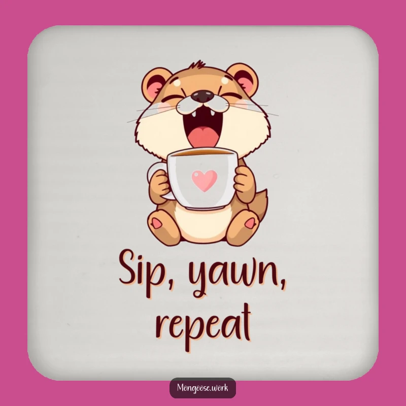 Funny Mongoose Yawn Coaster Set - Protect Surfaces with Humor, Perfect Funny Gift