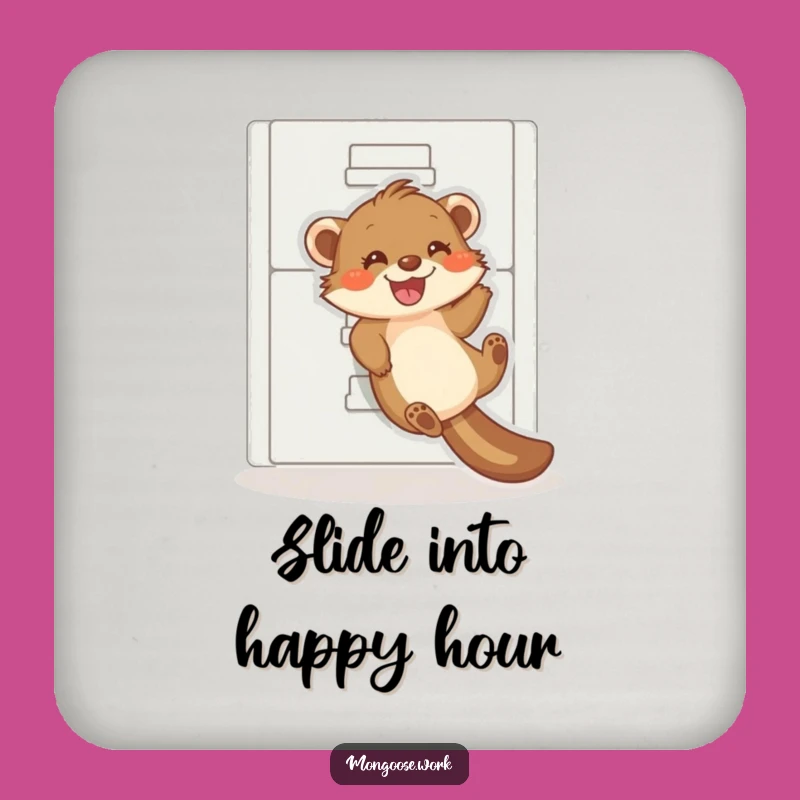 Funny Mongoose Filing Cabinet Slide Coaster - Protect Surfaces with Humor Gift