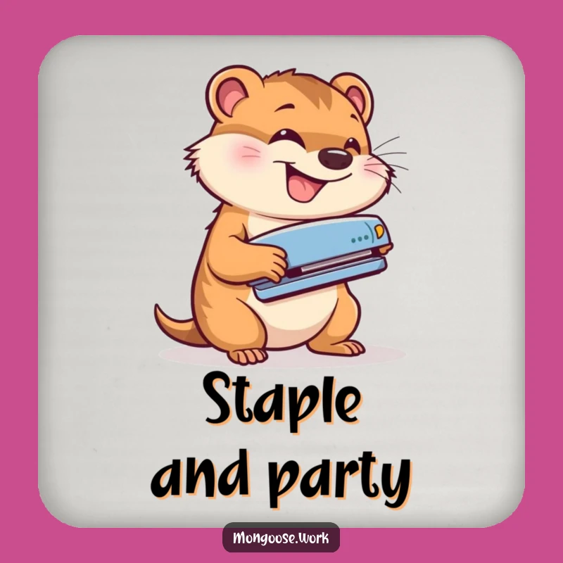 Funny Office Energy Drink Coaster: Mongoose Stapler Table Protector Gift