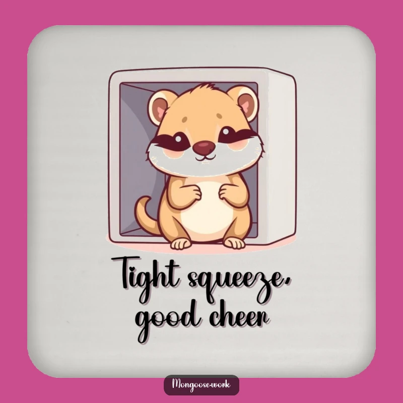 Funny Kawaii Mongoose Cubicle Drink Coaster: Protect Surfaces from Office Spills