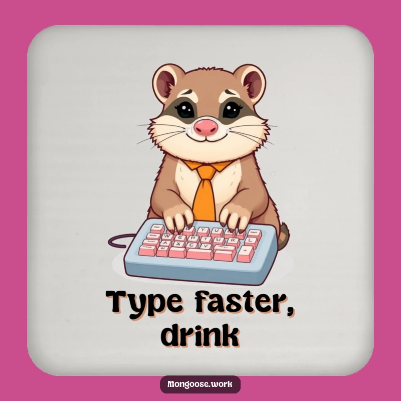 Funny Mongoose Typist Coaster: Dapper Animal's Desk Protector, A Tiny Funny Gift