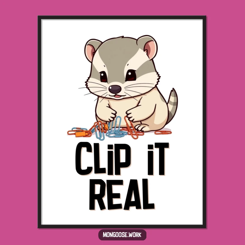 Funny Mongoose Paperclip Precision Poster - Hilarious Office Order Art Gift