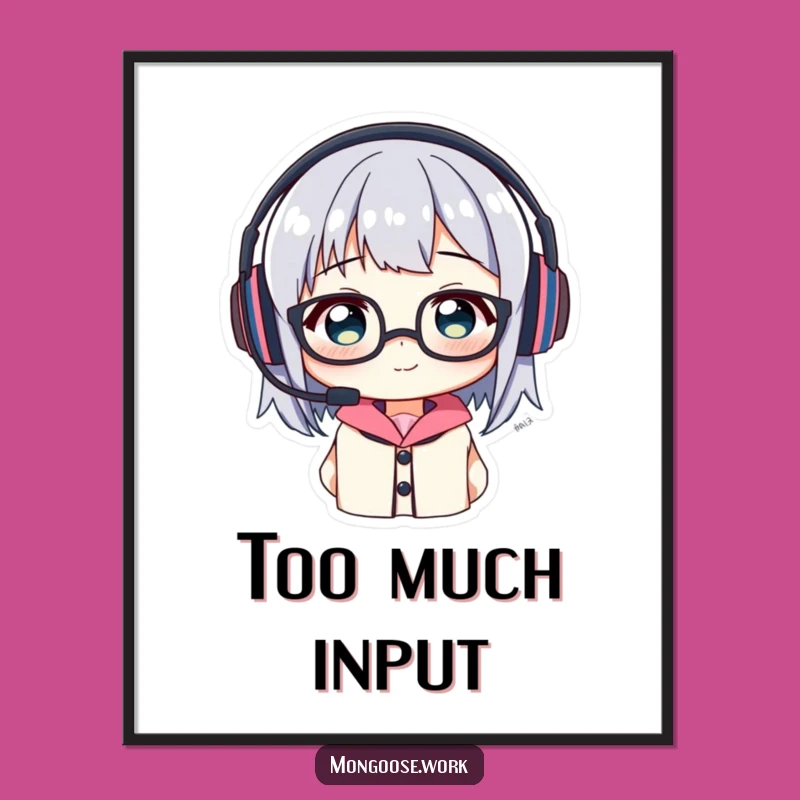 Funny Headset Glasses Poster: Comical Character Art for a Humorous Wall Display