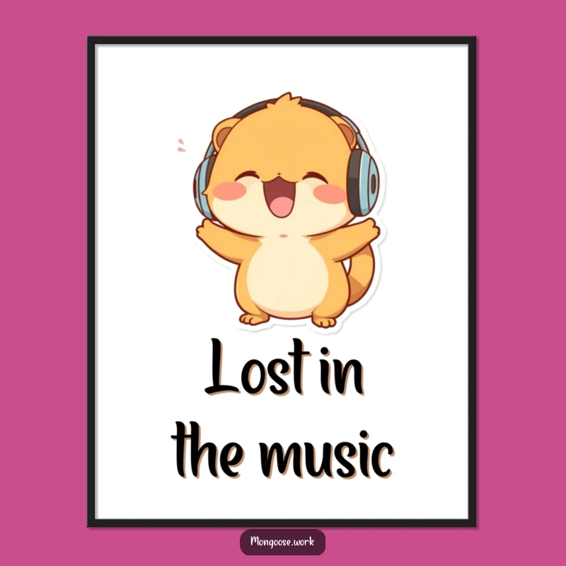 Funny Mongoose Poster: Music Bobbing Head Character Art, Cool Funny Gift for Decor