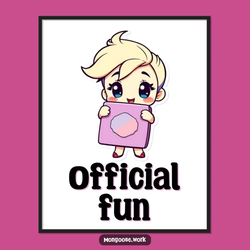 Funny Winking Stamp Poster: Character Art for an Officially Humorous Space