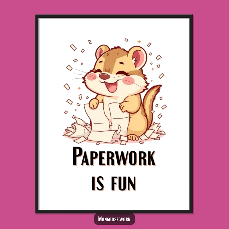 Funny Mongoose Shredding Poster: Bring Joyful Chaos to Your Walls, Unique Funny Gift