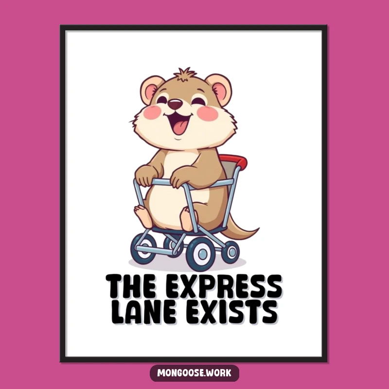Funny Mongoose Chair Poster: Joyful Ride Art, Whimsical Wall Decor