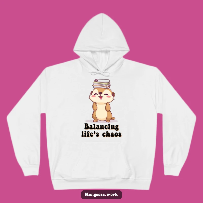 Cozy Funny Mongoose Paper Balancing Hoodie - Warm and Hilarious Winter Wear