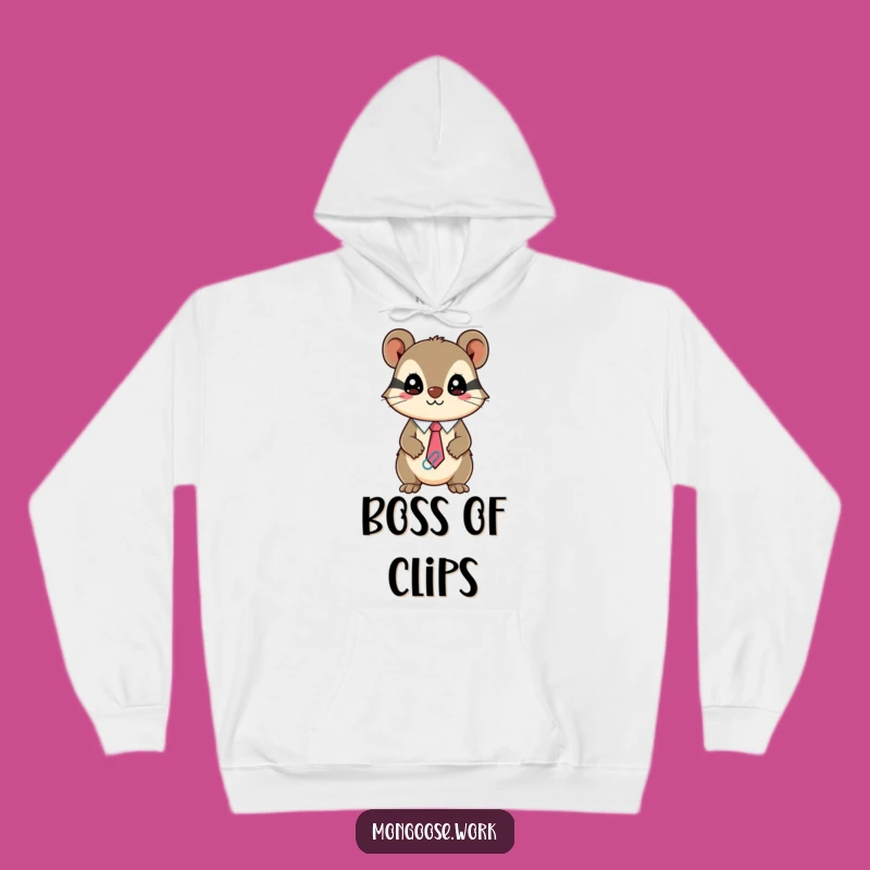 Cozy Funny Kawaii Mongoose Hoodie, Mischievous Paperclip Style, Warm Gift Idea