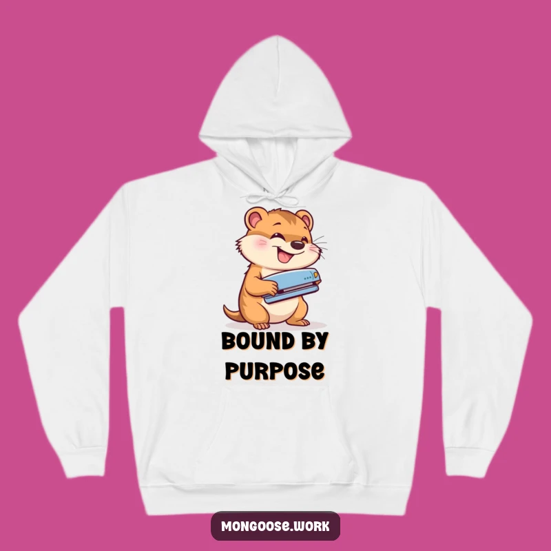 Cozy Productivity Hoodie: Funny Mongoose Stapler Comfort Gift