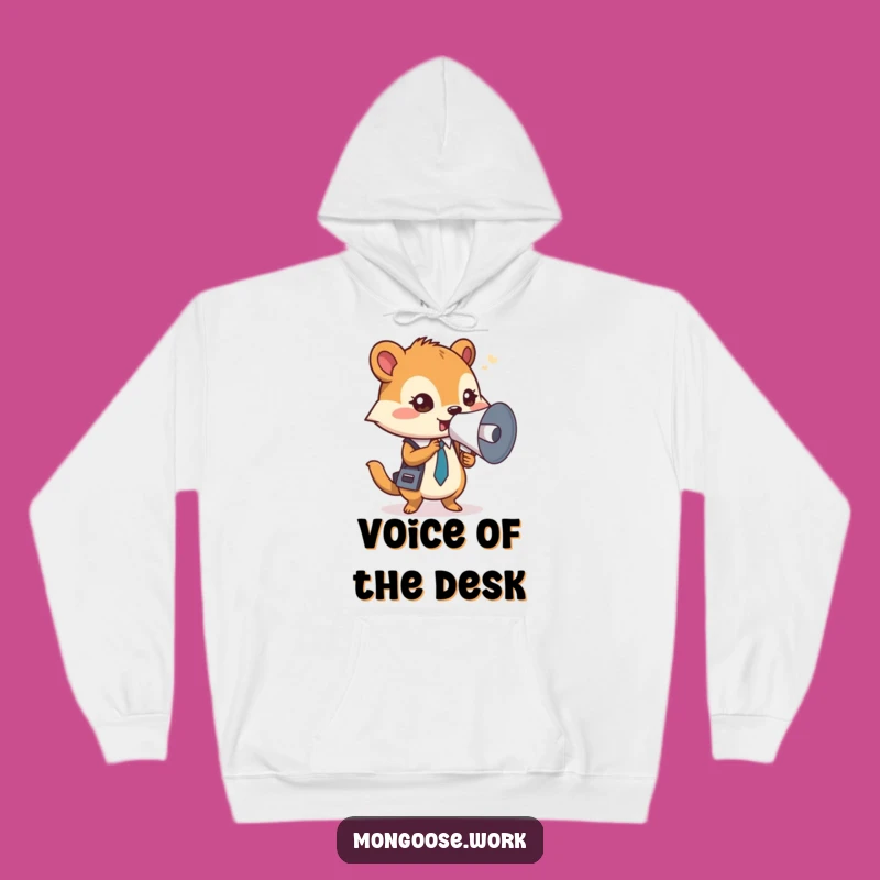 Cozy Funny Mongoose Memo Megaphone Hoodie: Warmth for the Office Warrior