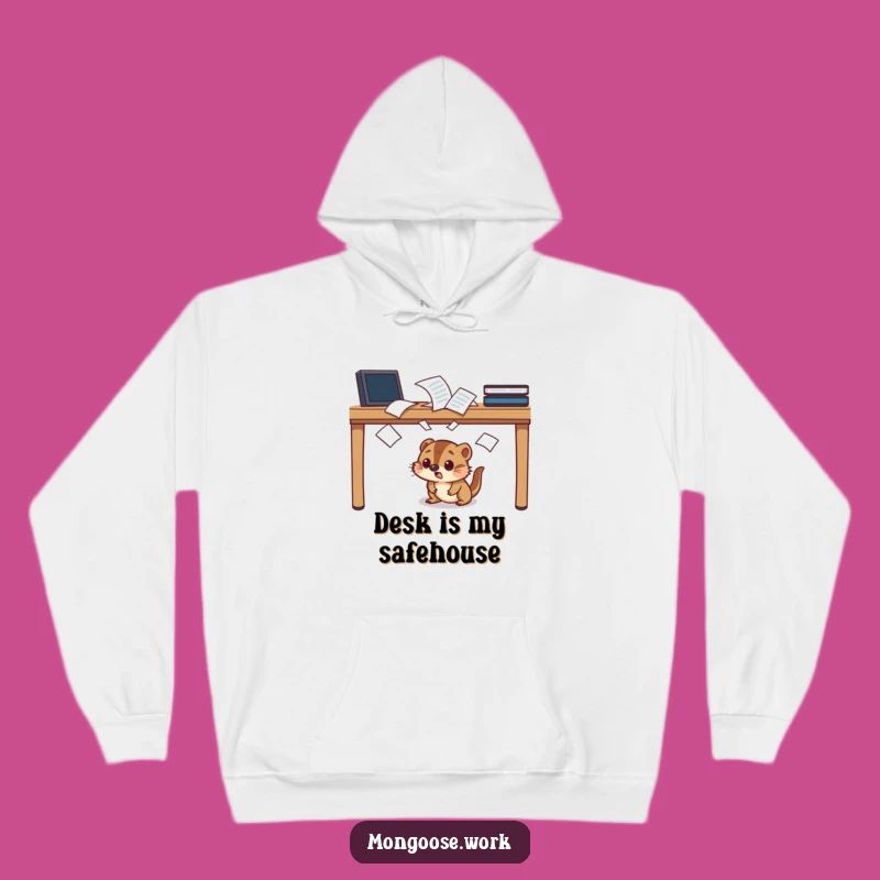 Funny Startled Mongoose Hoodie: Cozy Desk Ducking Sweatshirt, Perfect Funny Gift