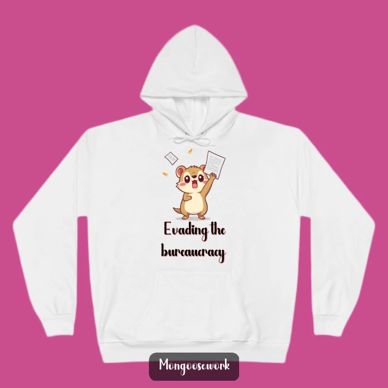 Cozy Funny Kawaii Mongoose Hoodie, Dodging Chaos, Warm & Humorous Gift