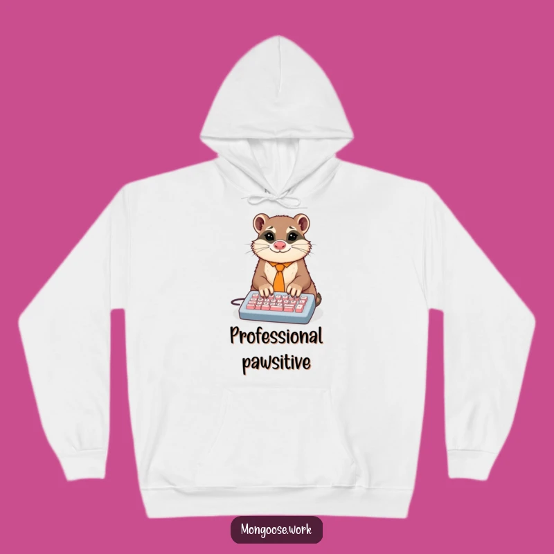 Funny Mongoose Typist Hoodie: Cozy Dapper Animal Working Hard, A Warm Funny Gift