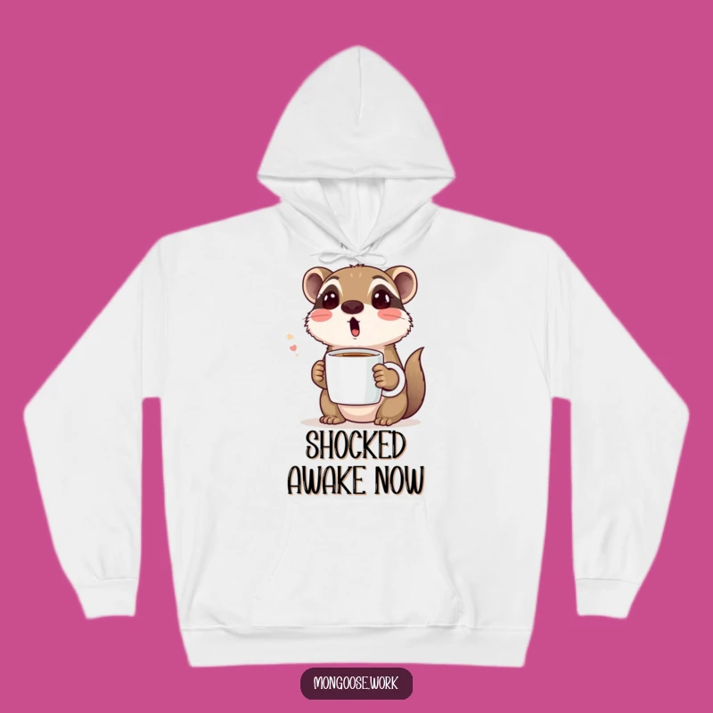 Cozy Surprise Mongoose Hoodie: Funny Coffee Shock Gift for Cold Mornings