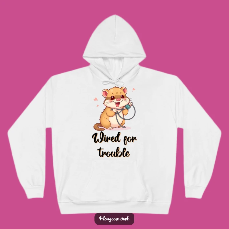 Cozy Tech Struggle Hoodie: Funny Tangled Mongoose Comfort Gift