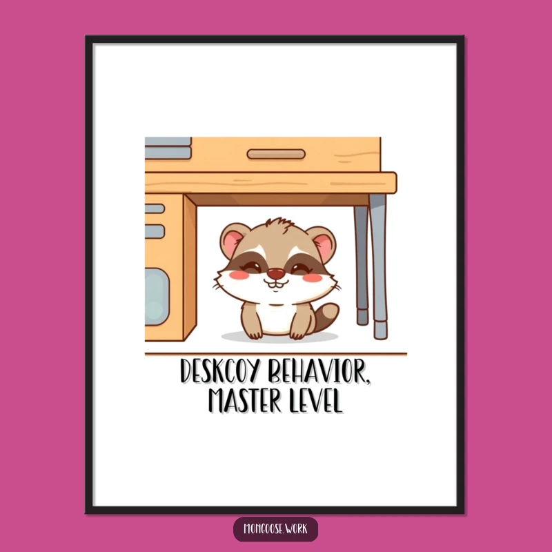 Funny Free Printable Wall Art: Mongoose Desk Hideout, Mischievous Grin Downloadable Art
