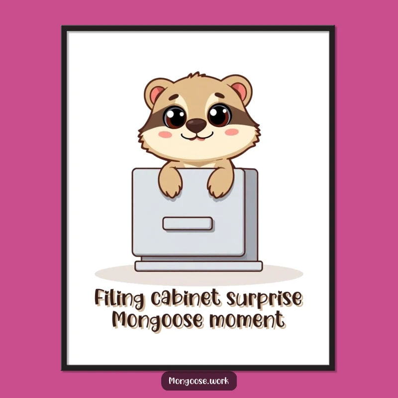 Funny Free Printable Wall Art: Surprise Mongoose Filing Fun, Downloadable Quirky Decor