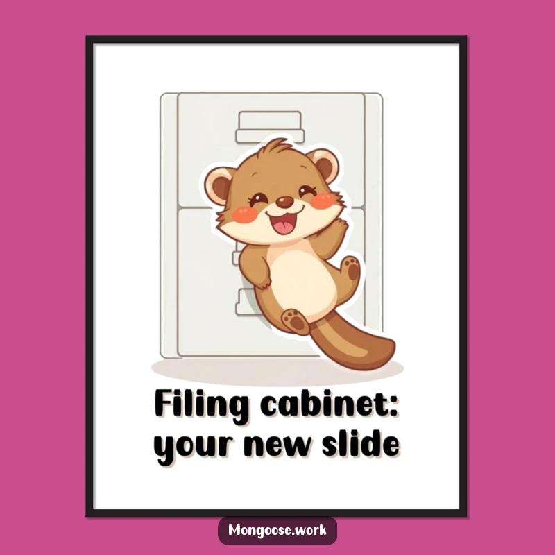 Free Printable Wall Art: Funny Mongoose Sliding - Hilarious Downloadable Office Decor Gift