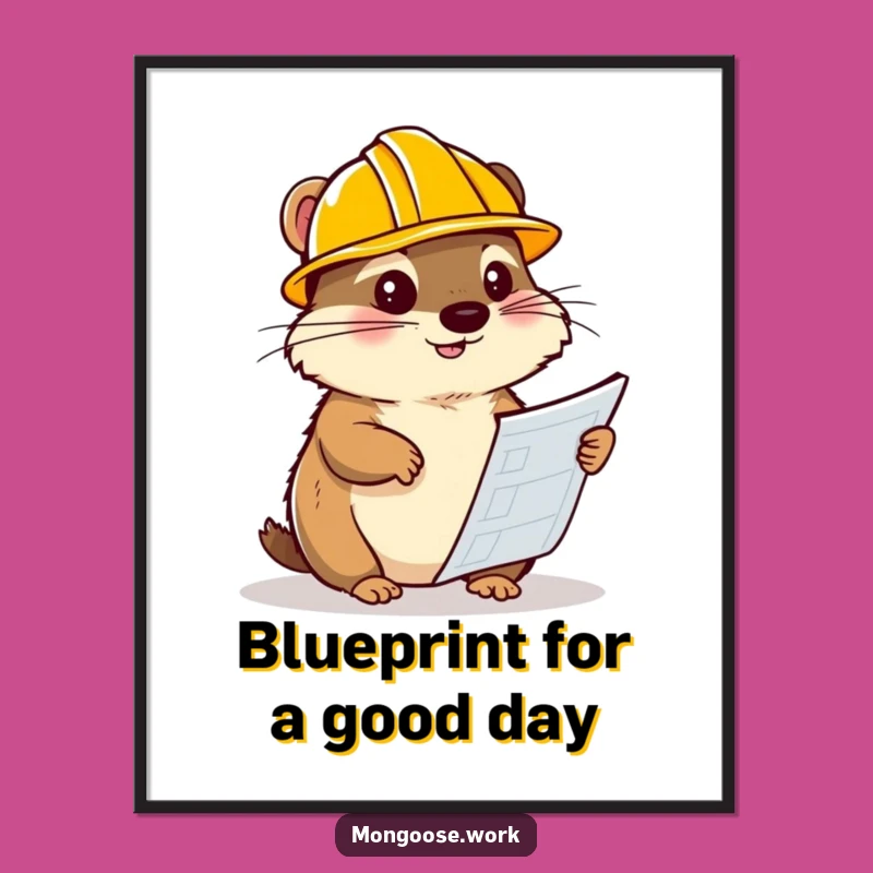 Free Printable Funny Mongoose Art: Blueprint Master Downloadable Wall Decor
