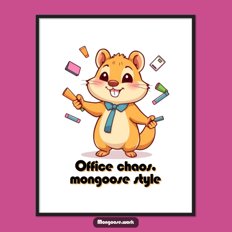 Free Printable Funny Mongoose Wall Art: Office Juggle Downloadable Decor