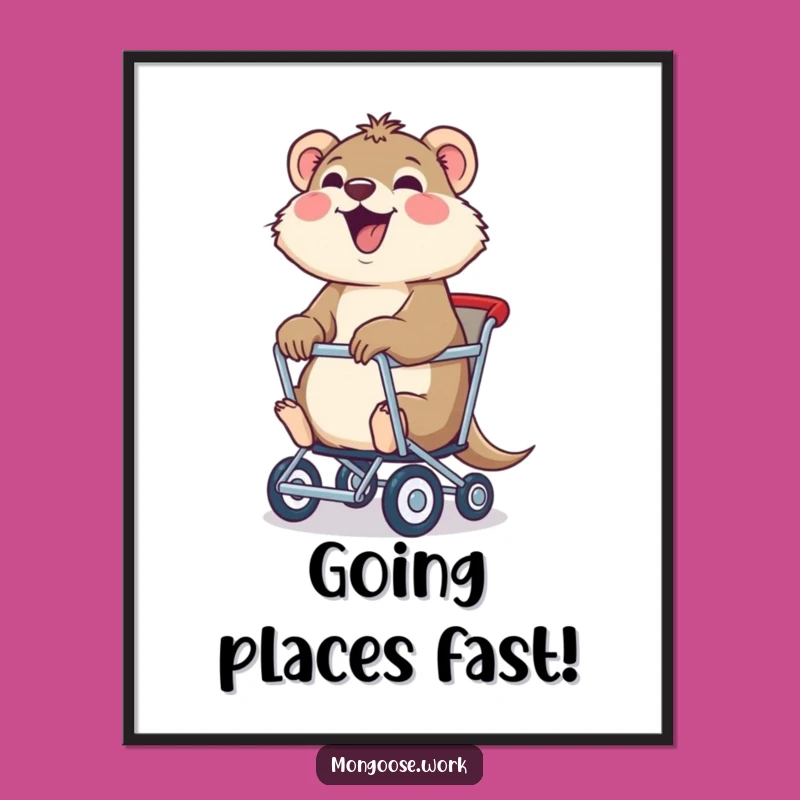 Free Printable Wall Art: Mongoose Rolling Chair Race, Humorous Downloadable Decor