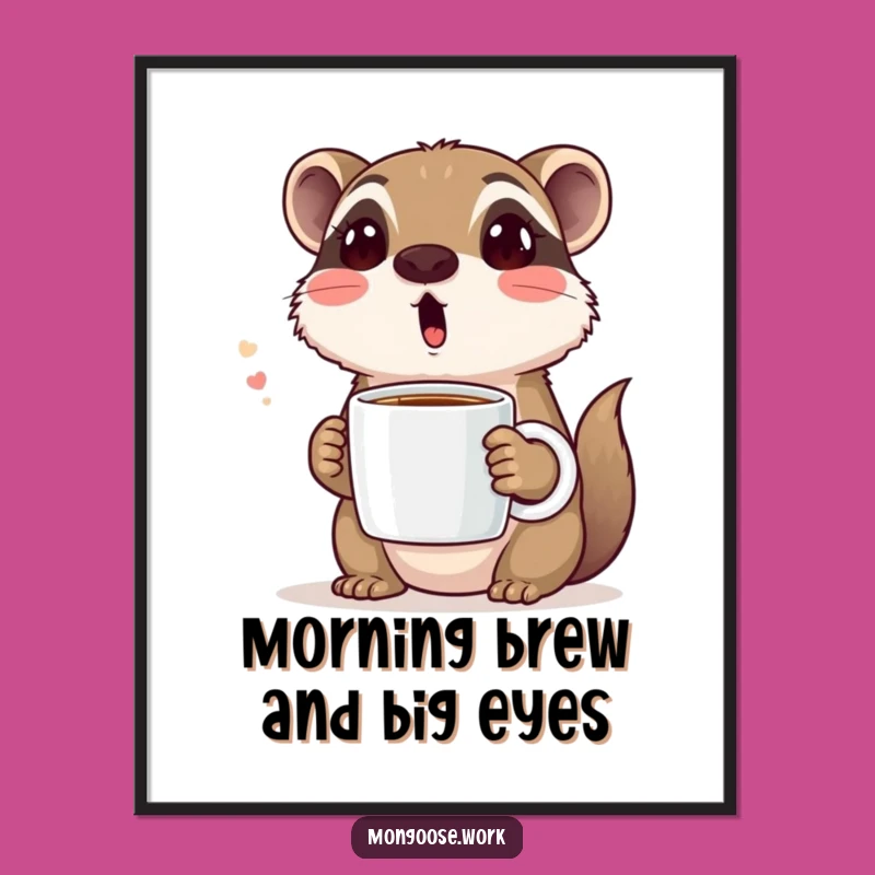 Funny Free Printable Wall Art: Surprised Mongoose Coffee - Downloadable Art for Home Decor
