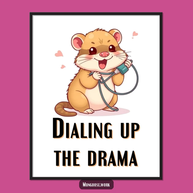 Funny Free Printable Wall Art: Tangled Mongoose Phone Cord - Downloadable Art for Home Decor