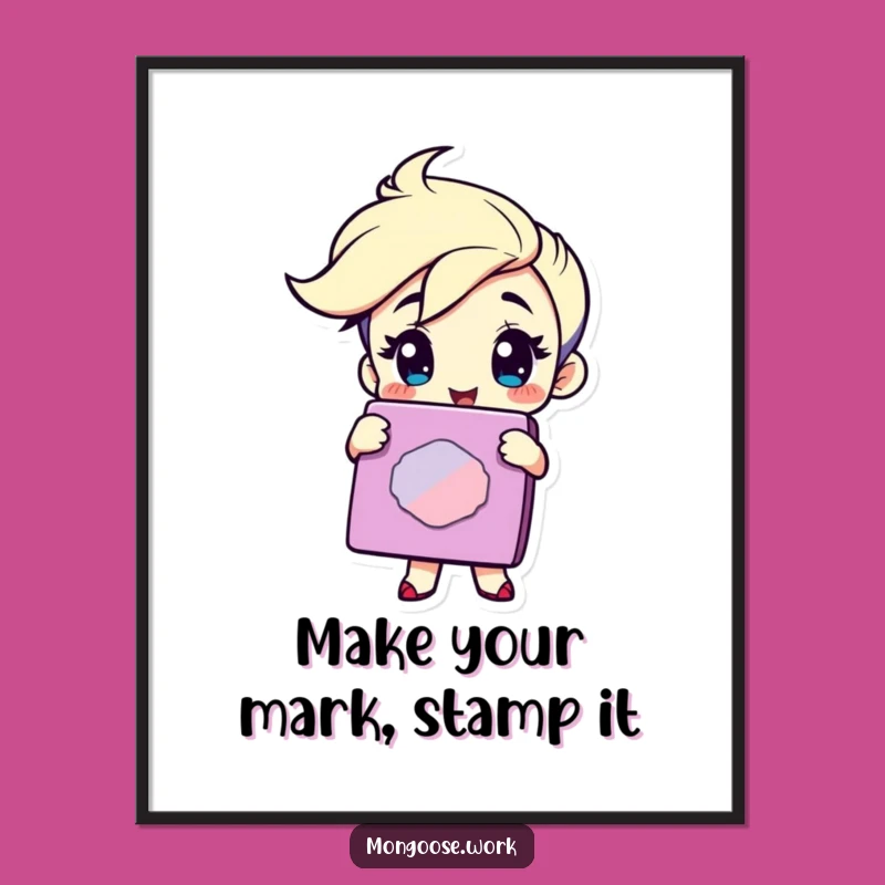 Funny Free Printable Wall Art: Winking Stamper Character, Quirky Downloadable Art for Office Decor