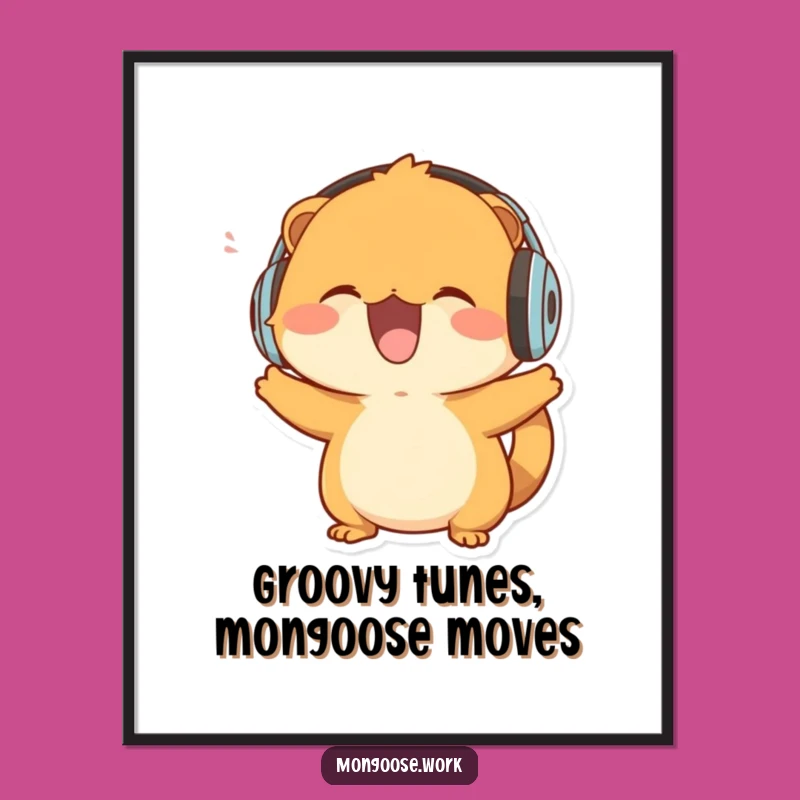Free Printable Mongoose Music Wall Art: Funny Downloadable Gift for Beat Lovers