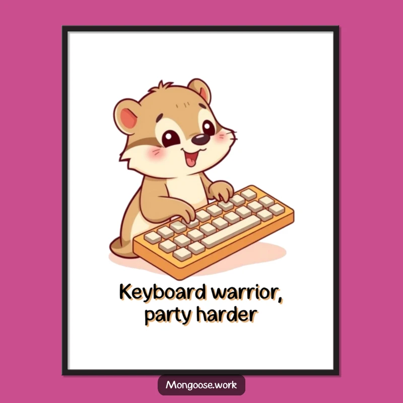 Funny Free Printable Wall Art: Typing Mongoose Decor, Downloadable Art For Tech Lovers