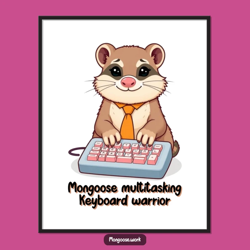 Funny Free Printable Wall Art: Mongoose Typist Desk Warrior, Downloadable Quirky Decor